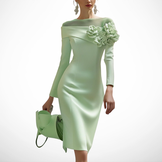 La Scintilla | VESTIDO ELEGANTE CON HOMBROS AL DESCUBIERTO