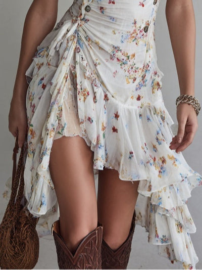 LYRA | MINIVESTIDO FLORAL CON CUELLO EN V