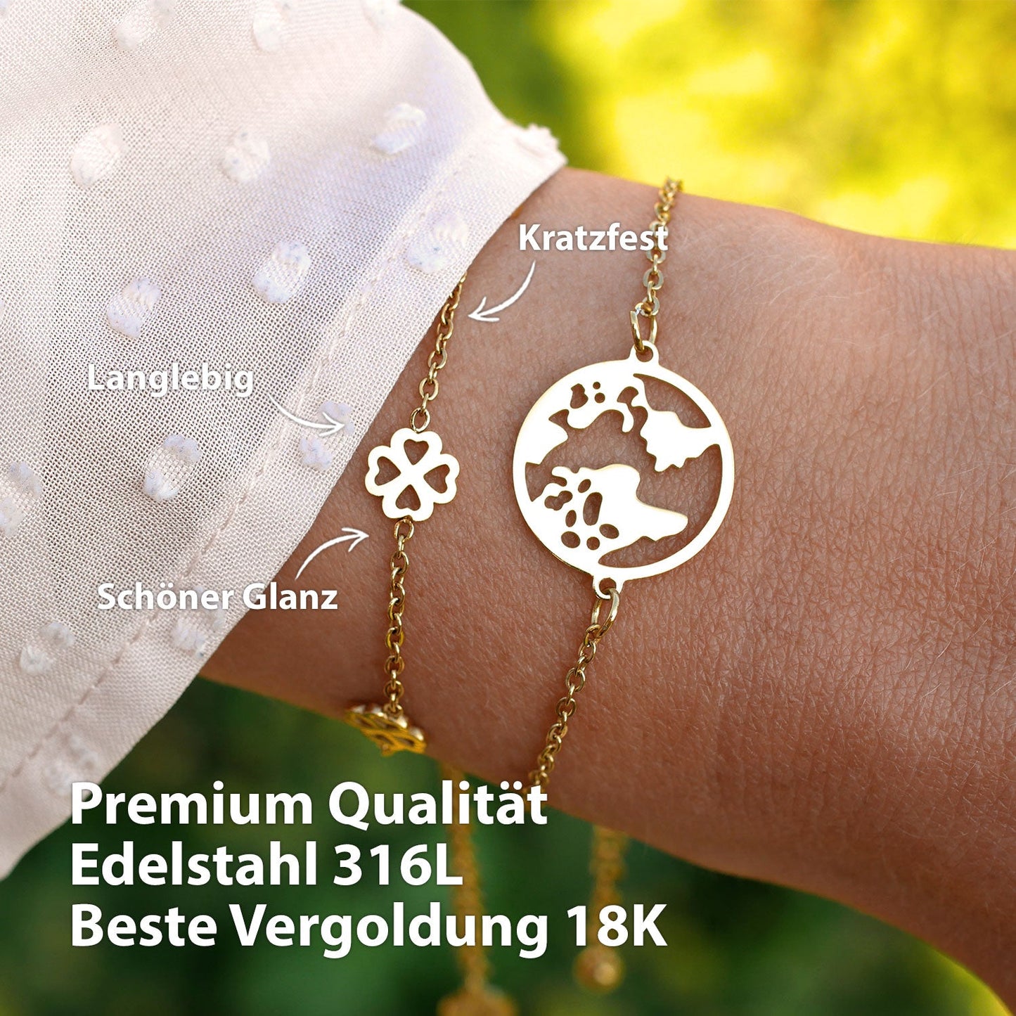 BonnyBliss Armband Kleeblatt Gold