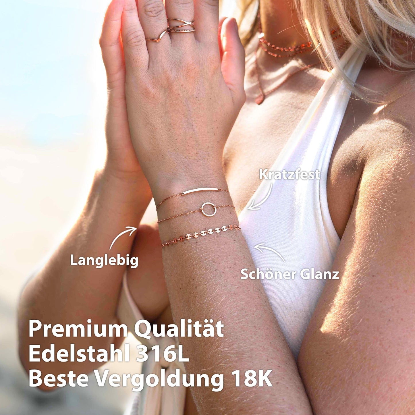 BonnyMilano Armband Set Roségold