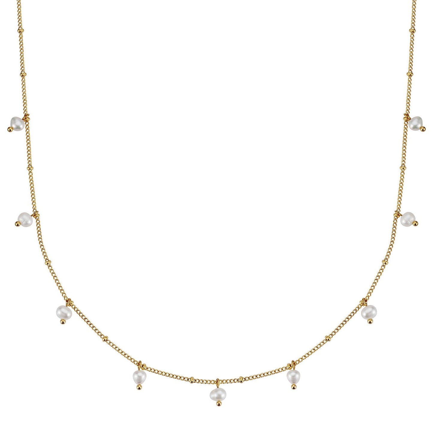 BonnyOcean Kette Gold mit echten Süßwasserperlen