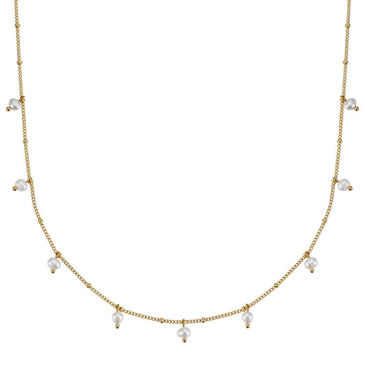 BonnyOcean Kette Gold mit echten Süßwasserperlen