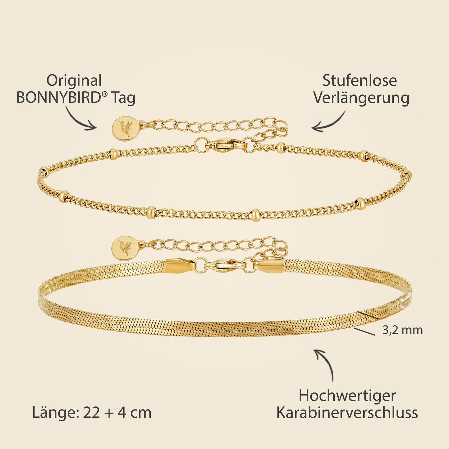 BonnyBeach Fußketten Gold Set