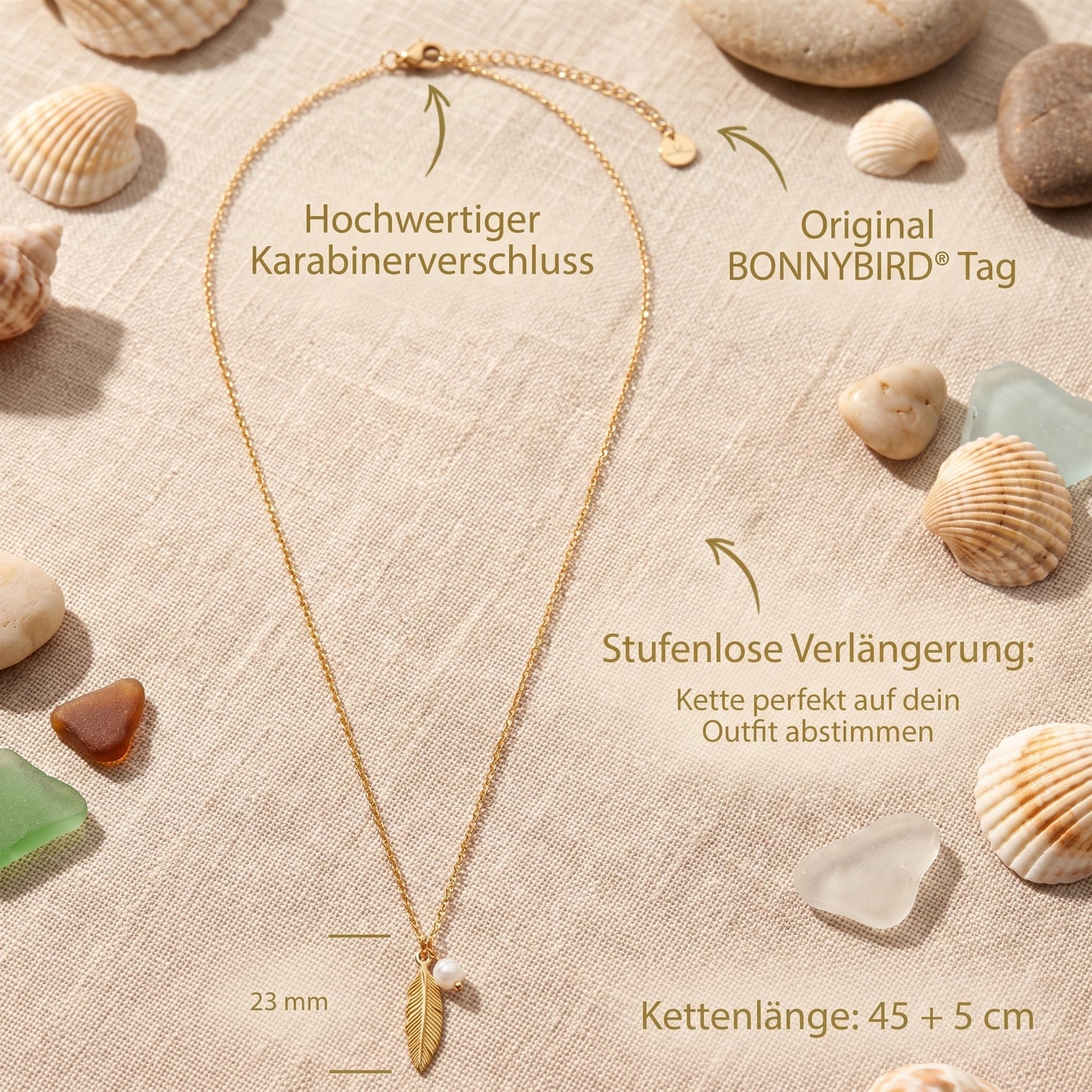 BonnyFeather Feder Kette Gold