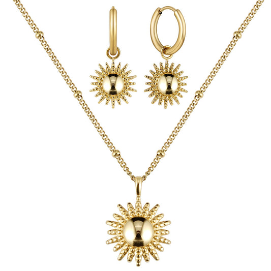 Bundle: BonnySun Kette + Ohrringe Sonne Gold